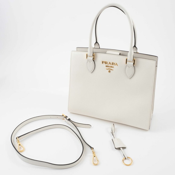 Prada Women's Saffiano Leather Shoulder Bag 1BA227 White - Picture 15 of 16